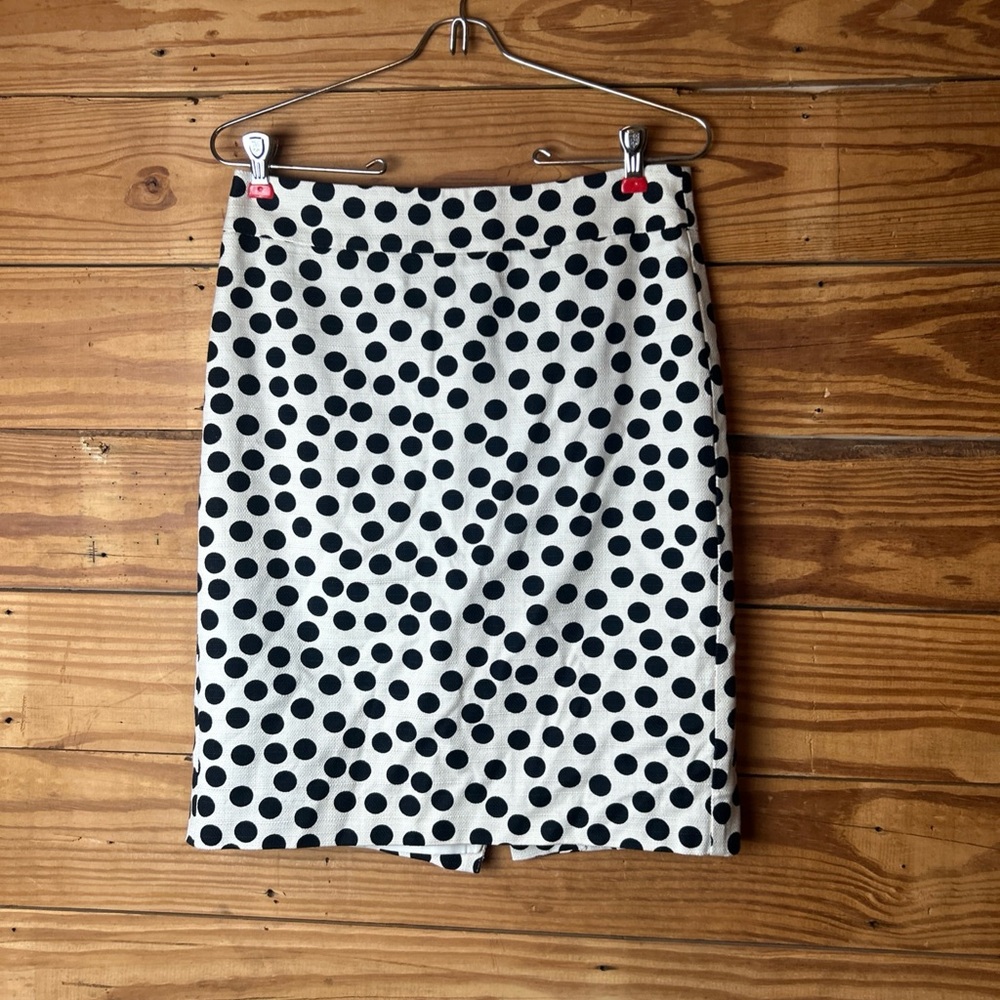 LOFT Black and White Polka Dot Pencil Skirt